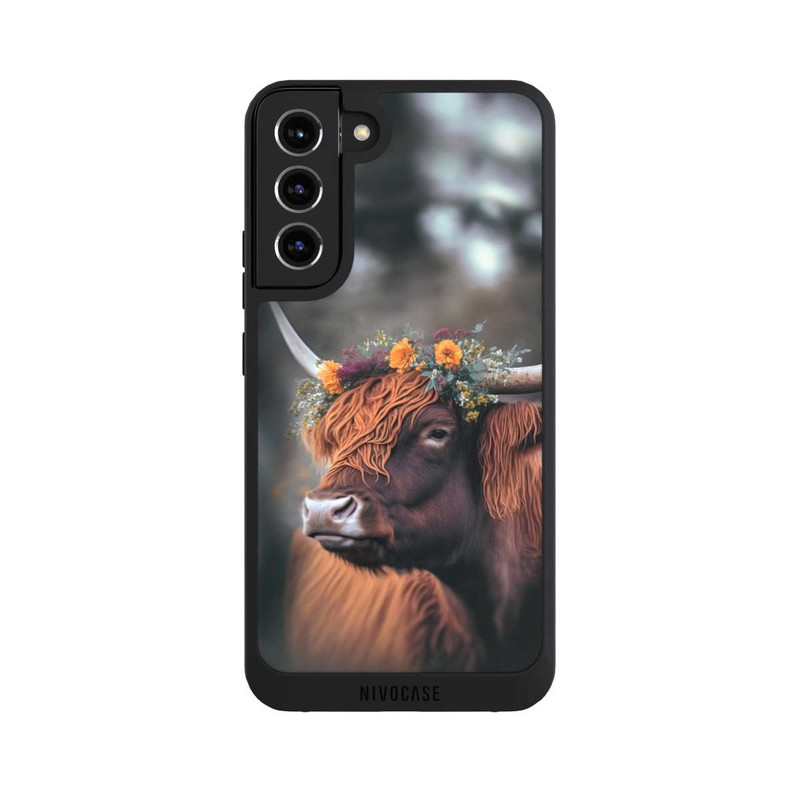Galaxy S22 + NIVOpure Hochland Rind mit Blumen mit KI