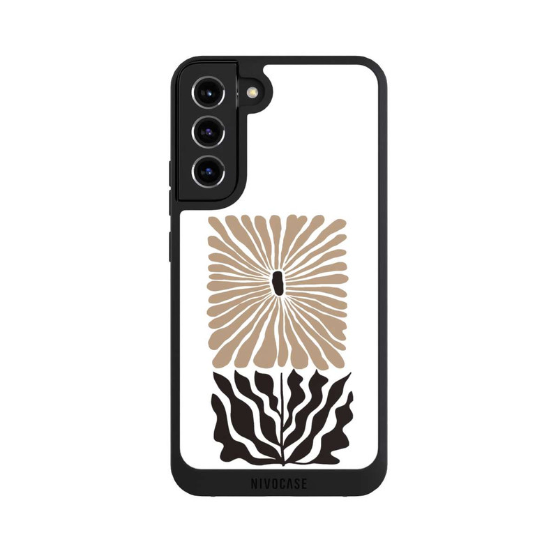 Galaxy S22 + NIVOpure Fleur Bohème Marron sur Blanc