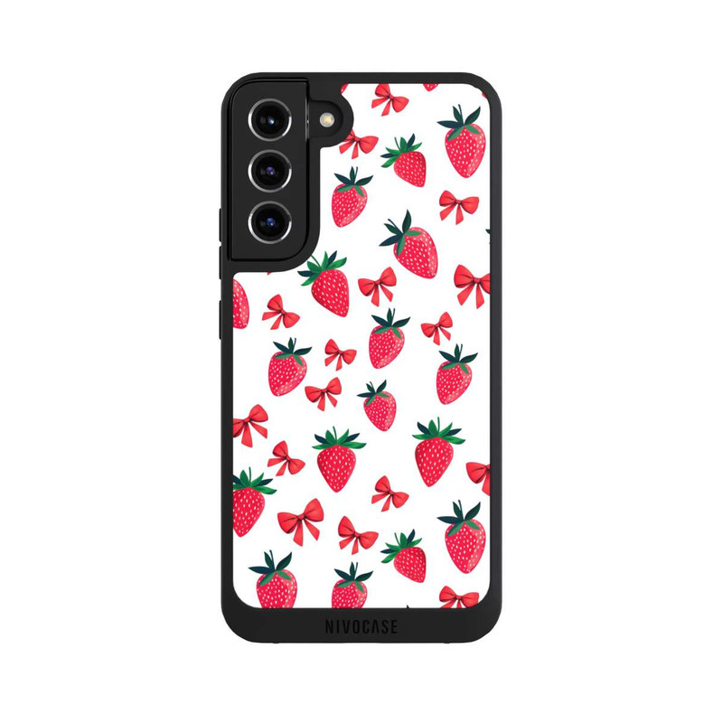Galaxy S22 + NIVOpure Strawberry Ribbon Pattern Red