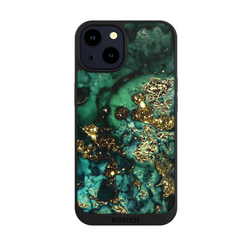 Apple iPhone 14 NIVOpure Cyan Glitzer Marmorlook