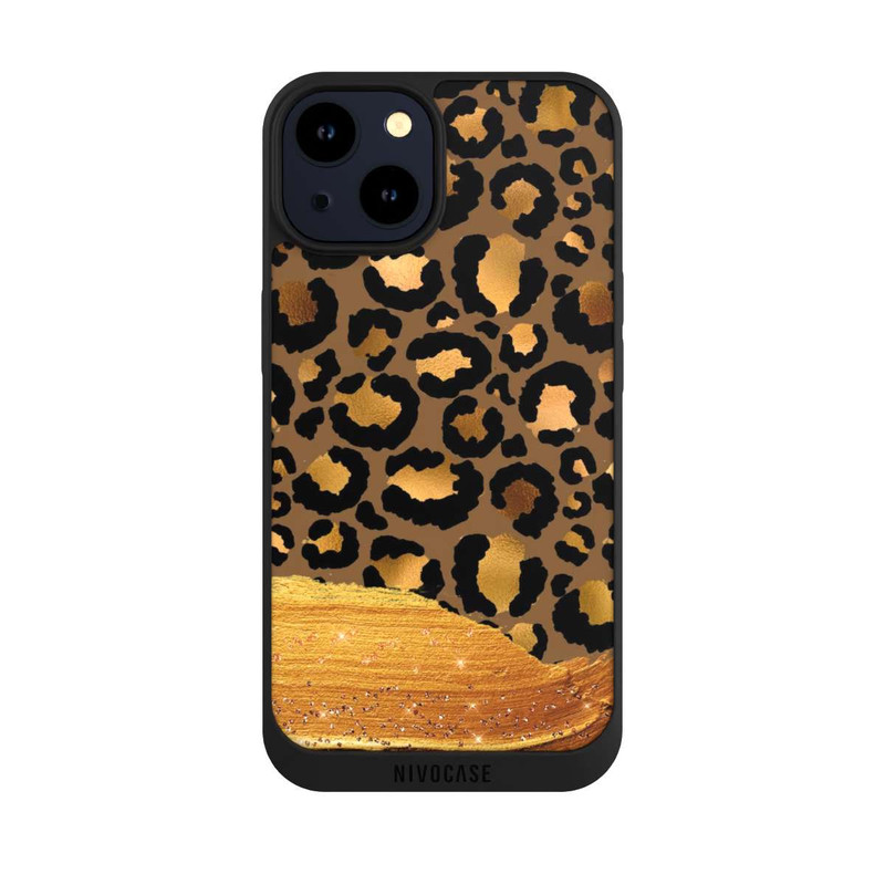 iPhone 14 NIVOpure Look pailleté léopard doré foncé