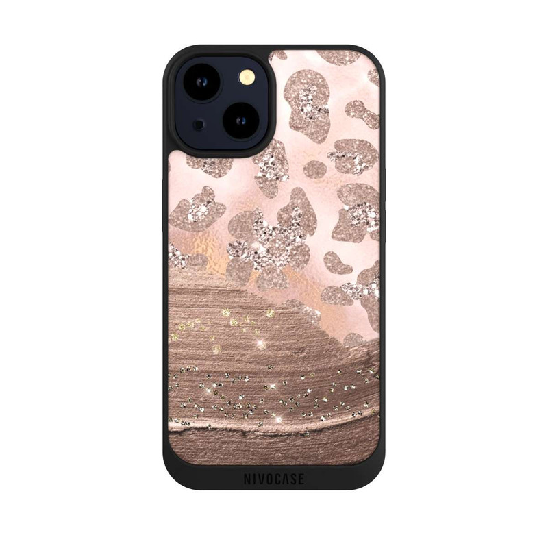 iPhone 14 NIVOpure Silberner Leoparden Glitzerlook