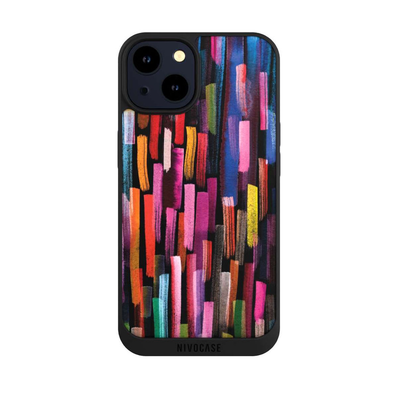 iPhone 14 NIVOpure Coups De Pinceaux Colorés Noir