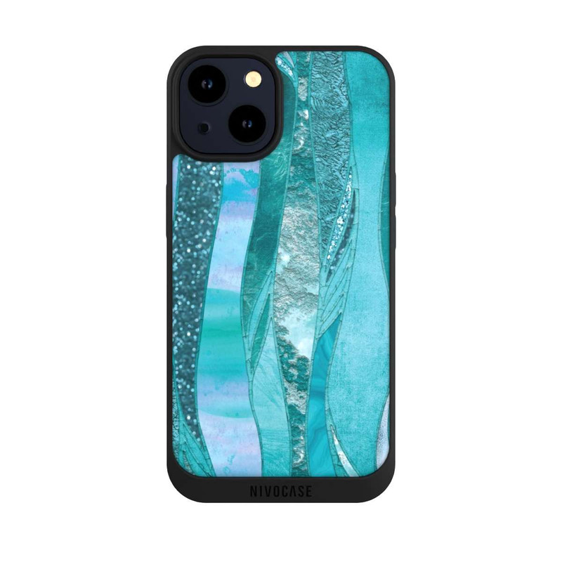 iPhone 14 NIVOpure Look pailleté glamour bleu