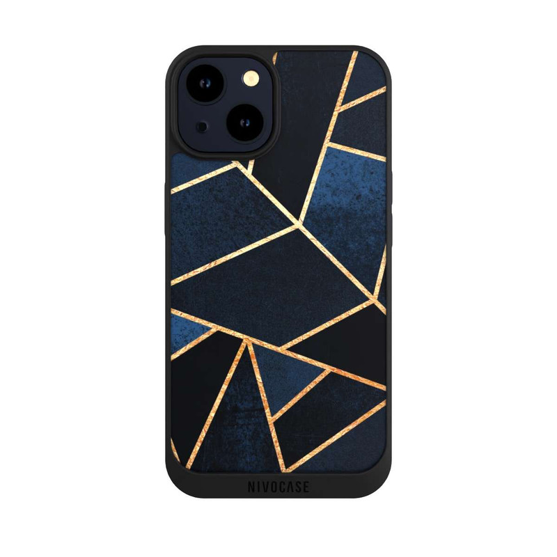 iPhone 14 NIVOpure Navy Stein Golddruck