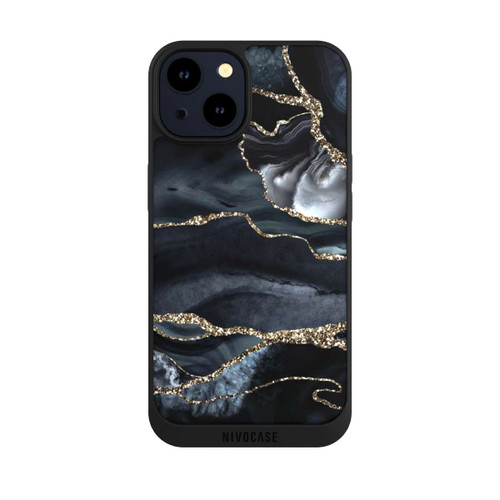 Apple iPhone 14 NIVOpure Dunkler Marmor Gold Glitzerlook