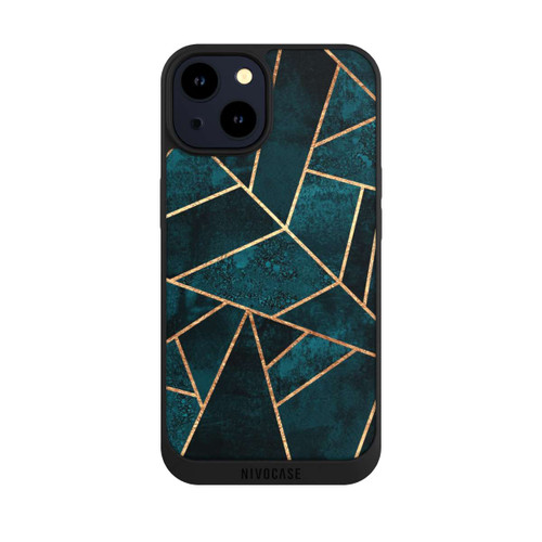 Apple iPhone 14 NIVOpure Tief Blaugrün Stein Gold Druck
