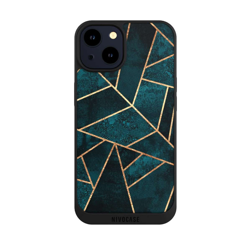 iPhone 14 NIVOpure Imprimé or pierre sarcelle profond
