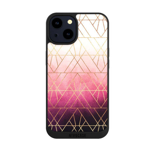 Apple iPhone 14 NIVOpure Pink Ombre Dreiecke Golddruck