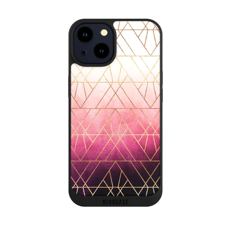 iPhone 14 NIVOpure Pink Ombre Dreiecke Golddruck
