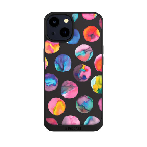 Apple iPhone 14 NIVOpure Bunte Tintenmurmeln Punkte Schwarz