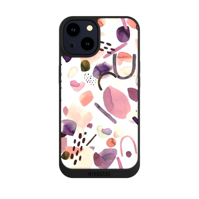 iPhone 14 NIVOpure Aquarelle Formes abstraites Mauve