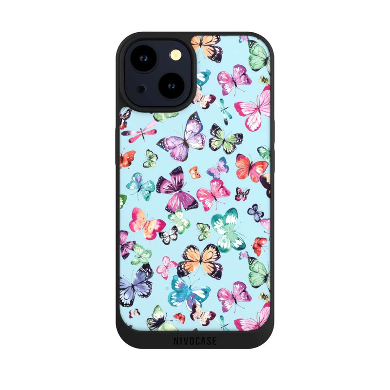 iPhone 14 NIVOpure Papillons Rose Orange Bleu