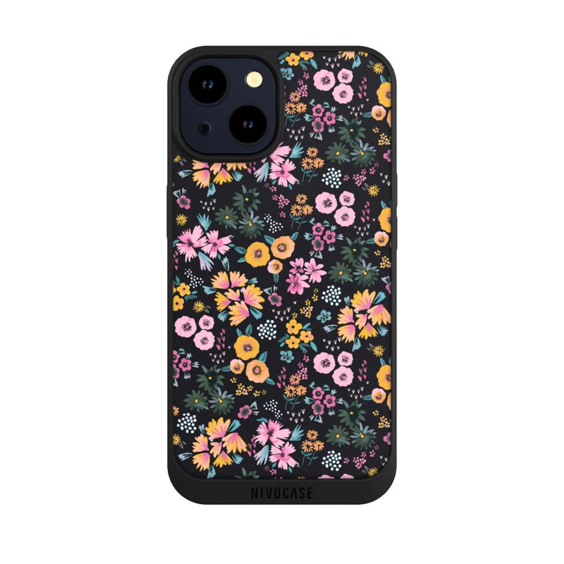 iPhone 14 NIVOpure Kleine bunte Blumen Schwarz 2