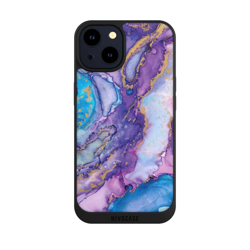 iPhone 14 NIVOpure Encre tourbillonnante violette et bleue