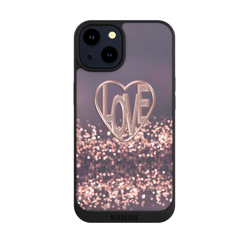 iPhone 14 NIVOpure LOVE Rose Pailleté
