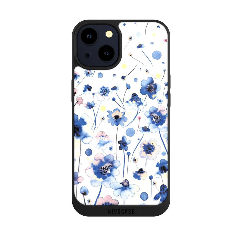 iPhone 14 NIVOpure Watercolor Ink Blue Flowers