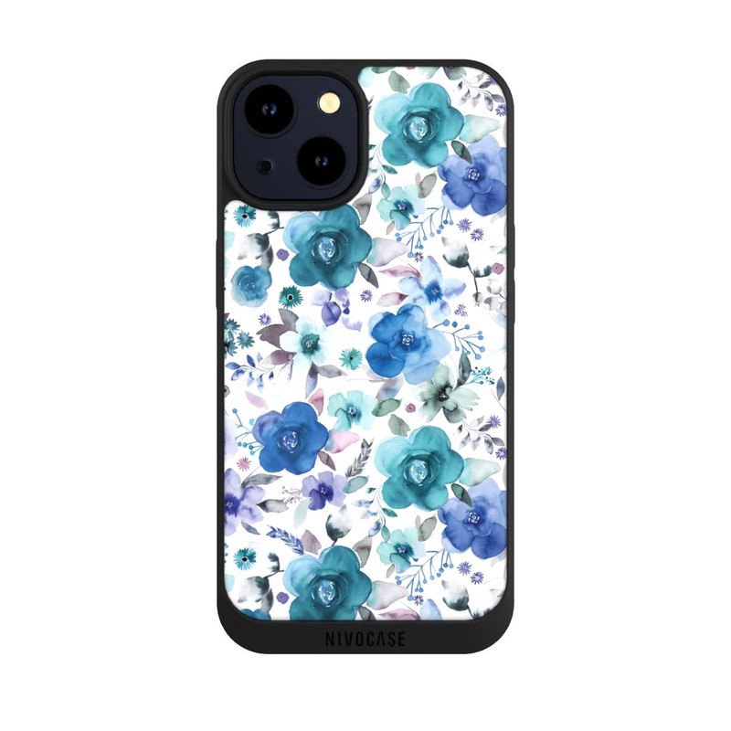 iPhone 14 NIVOpure Bouquets de fleurs d'hiver bleu