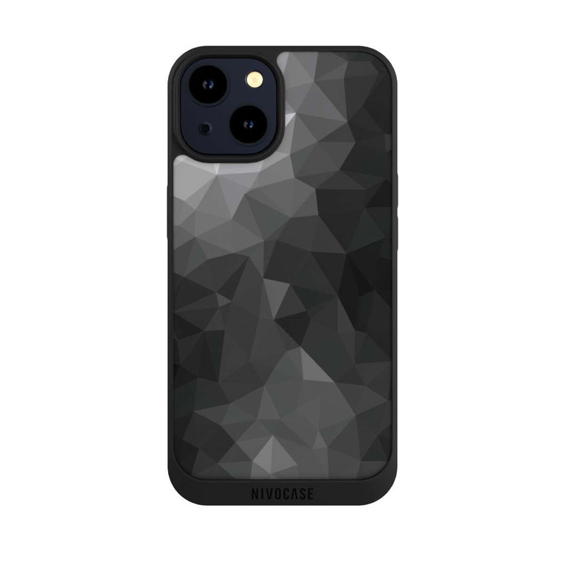 iPhone 14 NIVOpure Polygonales Mosaik Schwarz/Weiß