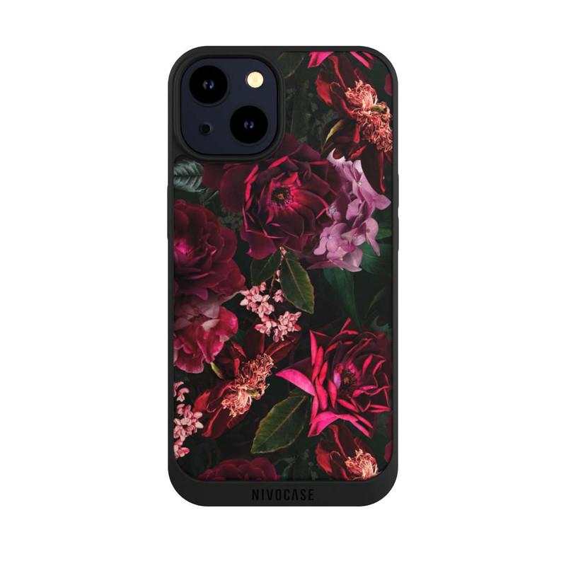 iPhone 14 NIVOpure Fleurs rouge foncé et roses