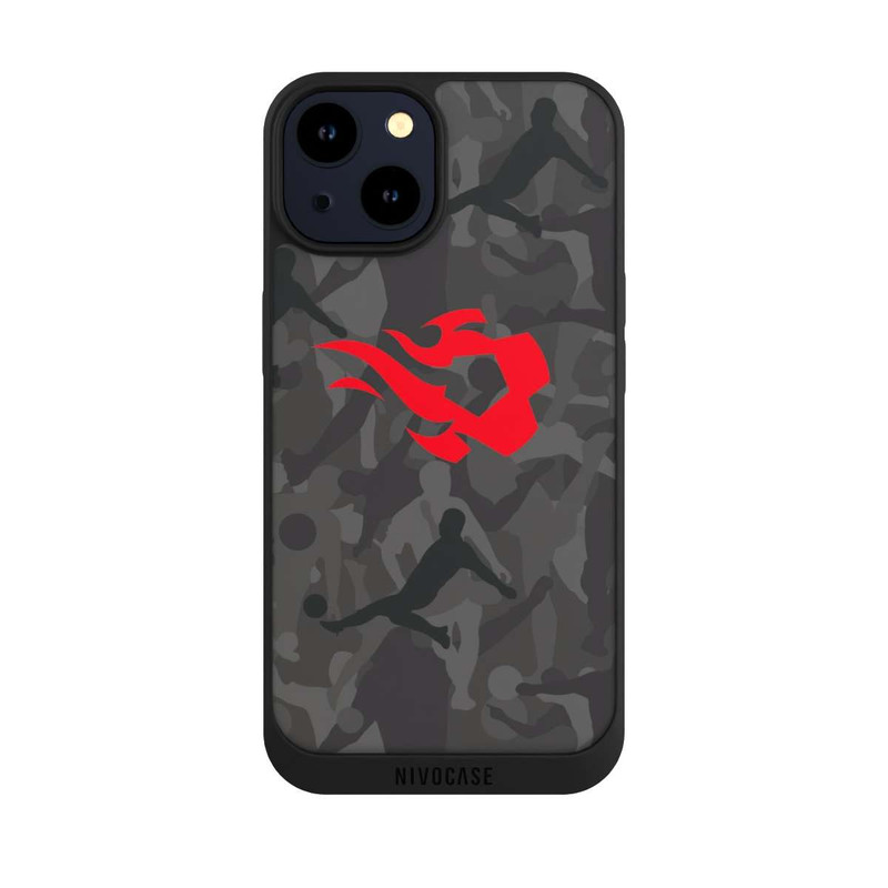 iPhone 14 NIVOpure Belgian Red Flames Camouflage Grey