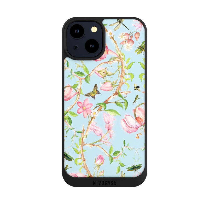 iPhone 14 NIVOpure Fleurs Botaniques Vintage Bleu
