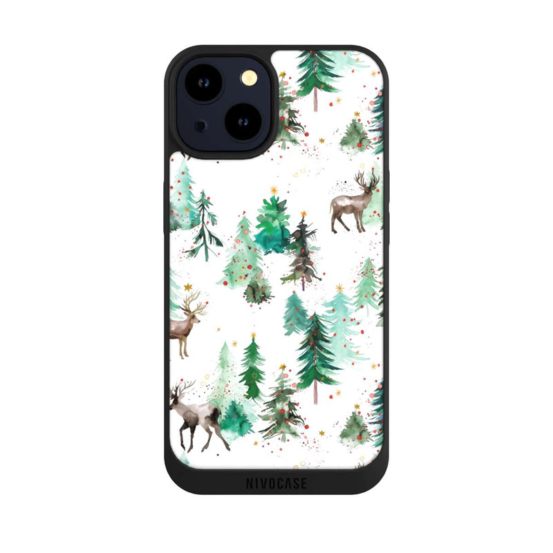 iPhone 14 NIVOpure Cerfs et arbres de Noël d'hiver