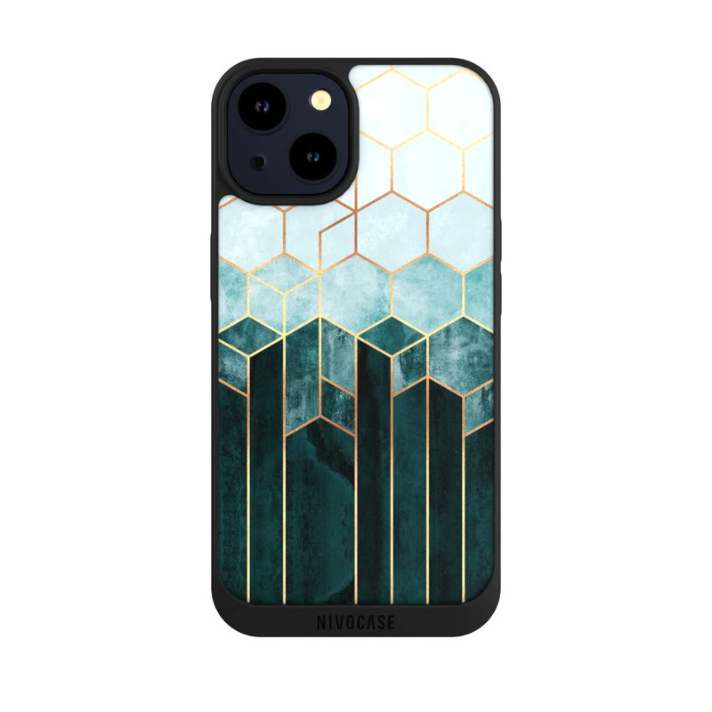 iPhone 14 NIVOpure Blaugrüne Sechsecke