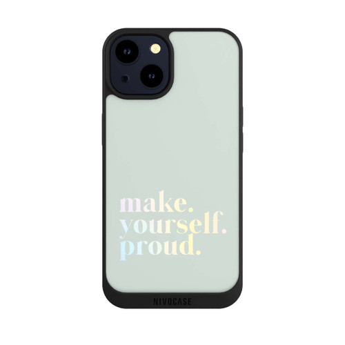 Apple iPhone 14 NIVOpure Make Yourself Proud Quote-Mint and Gradient