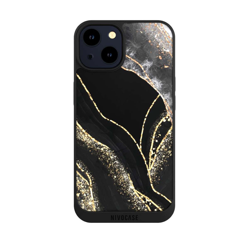 iPhone 14 NIVOpure Dunkler Marmor Gold