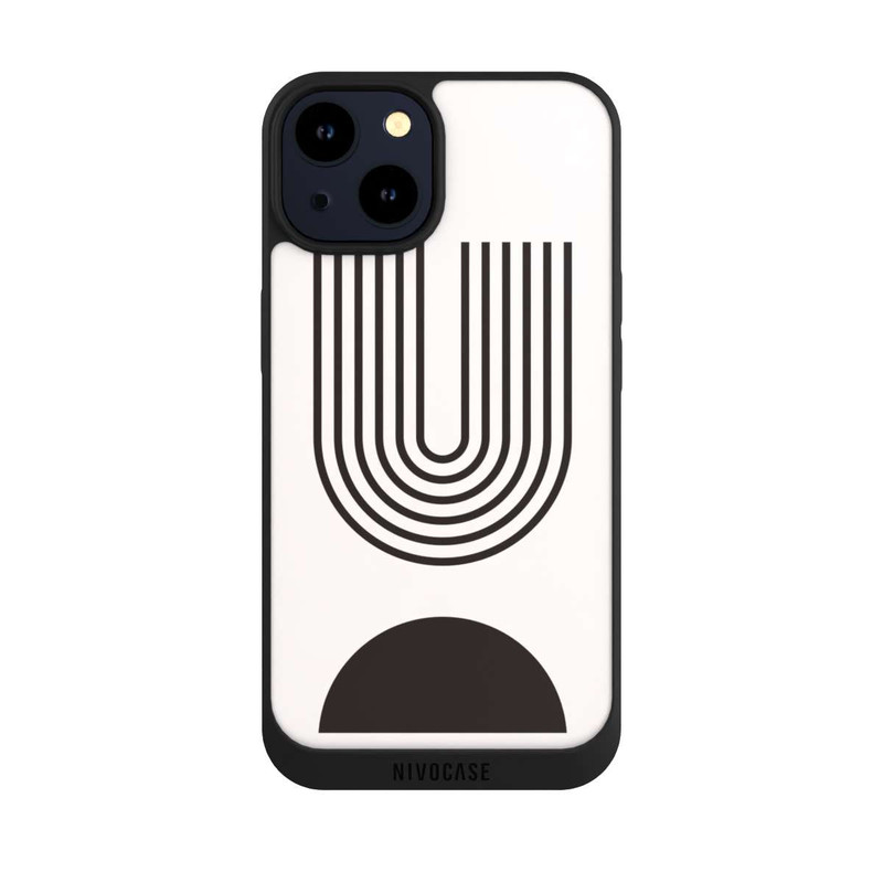 iPhone 14 NIVOpure Moderne Kunst Schwarze Linien