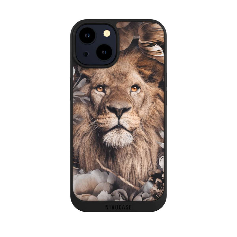 iPhone 14 NIVOpure Löwe Blumenrahmen Beige