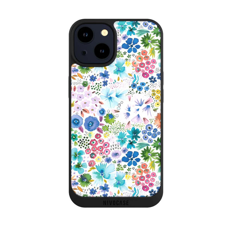 iPhone 14 NIVOpure Kunstvolle kleine Frühlingsblumen blau