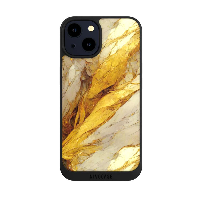 iPhone 14 NIVOpure Couches d'impression en marbre blanc et or