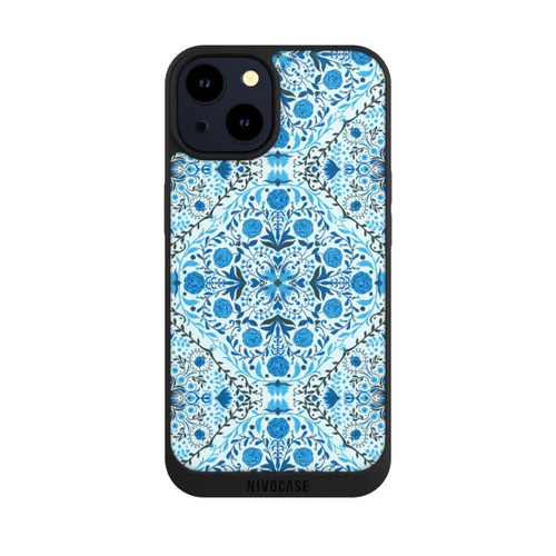 Apple iPhone 14 NIVOpure Blue Floral Tiles