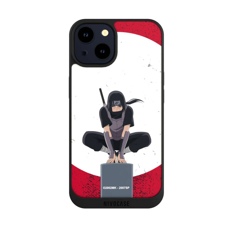 iPhone 14 NIVOpure Symbole Itachi Uchiha fond rouge