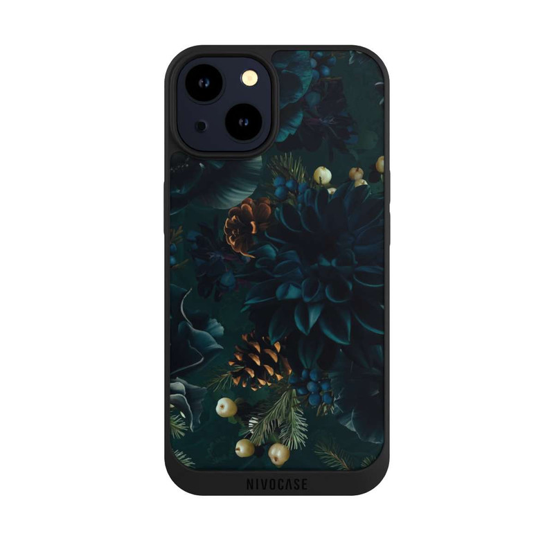 iPhone 14 NIVOpure Blumenmuster Grün und Blau
