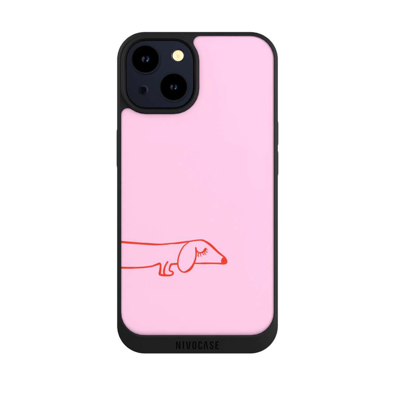 iPhone 14 NIVOpure Dachshund Illustration Pink