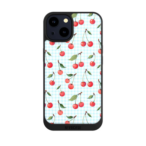 Apple iPhone 14 NIVOpure Cherries and Blue Gingham