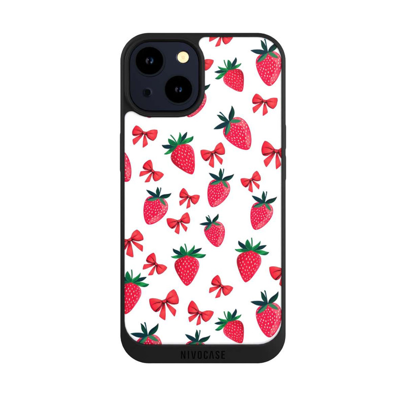 iPhone 14 NIVOpure Strawberry Ribbon Pattern Red