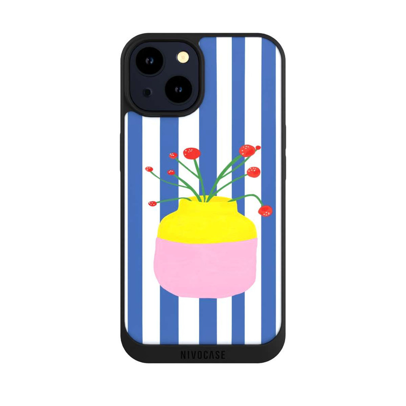 iPhone 14 NIVOpure Colorful Vase Blue Stripes