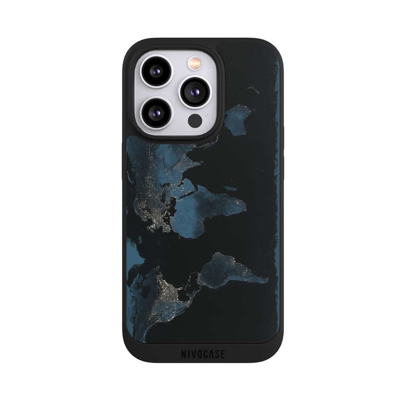 iPhone 14 Pro NIVOpure Carte du Monde Nuit