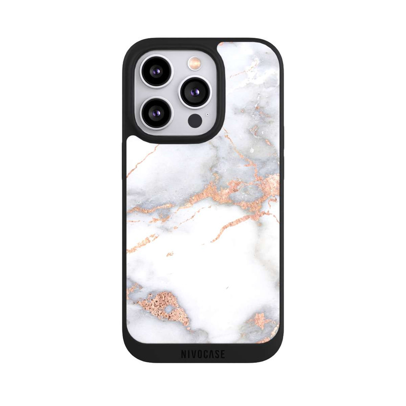 iPhone 14 Pro NIVOpure Weißer und goldener Marmorlook