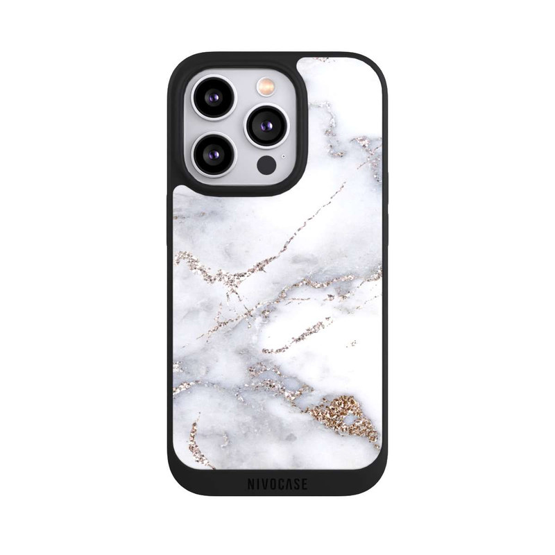 iPhone 14 Pro NIVOpure Marbre Argent Scintillant Look