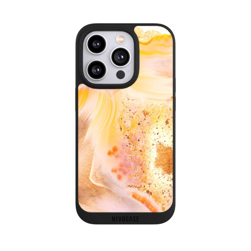 Apple iPhone 14 Pro NIVOpure Orangefarbener Glitzer Marmorlook