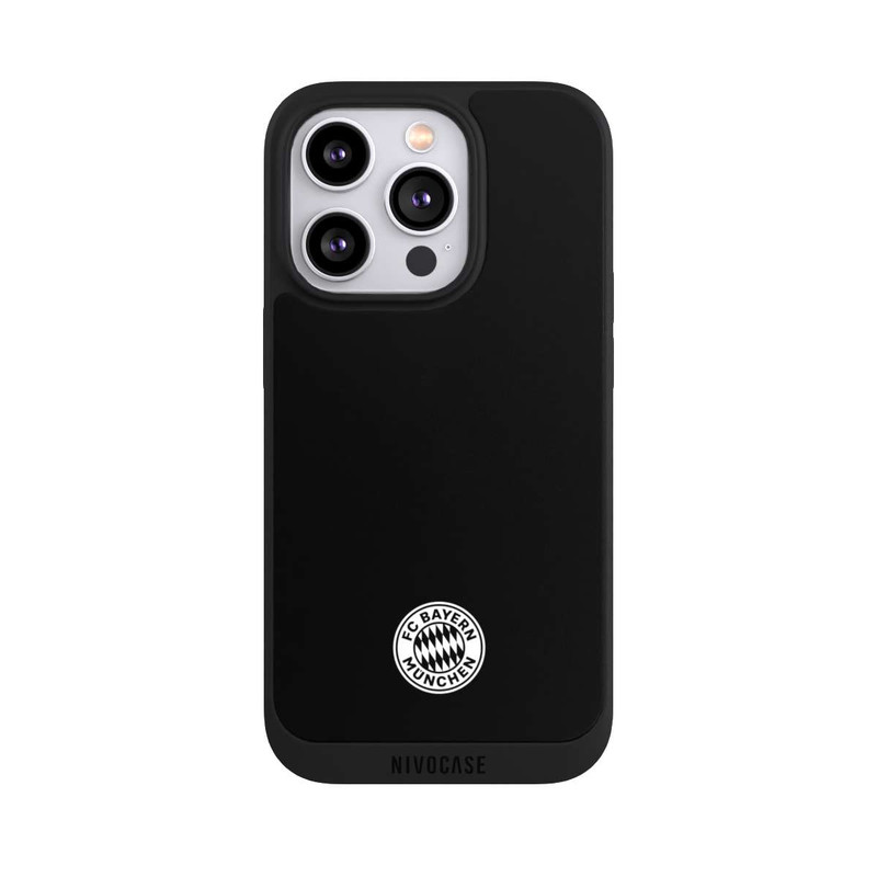 iPhone 14 Pro NIVOpure Klassisches FCB Logo Klein - Weiß auf Schwarz