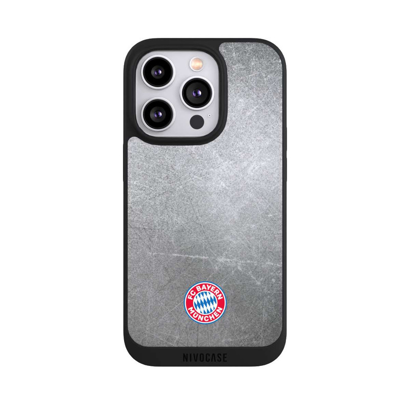 iPhone 14 Pro NIVOpure Klassisches FCB Logo Klein - Bunt auf Metalllook
