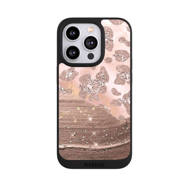 iPhone 14 Pro NIVOpure Léopard argenté pailleté