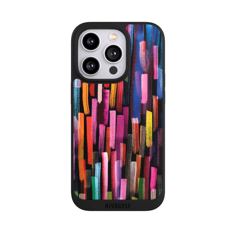 iPhone 14 Pro NIVOpure Coups De Pinceaux Colorés Noir