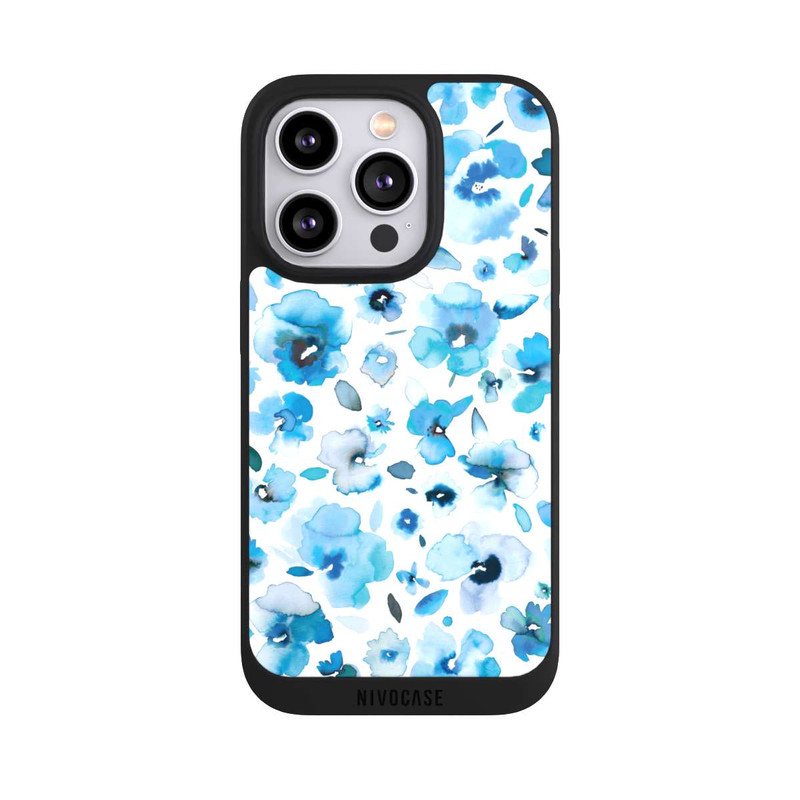 iPhone 14 Pro NIVOpure Fleurs tropicales bleues
